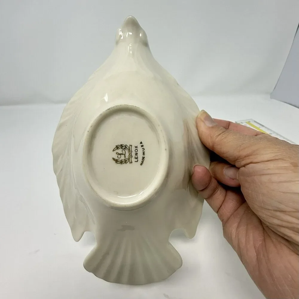 Vintage LENOX China Peace Dove Dish Ivory Bowl Creme 24k Gold Trim Made in USA